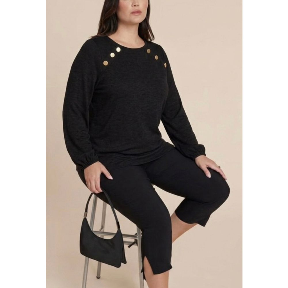 ELOQUII Plus Long Sleeve with Gold Buttons